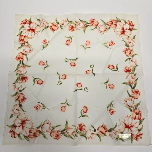 Arnaldo Bassini Vintage Cotton Floral Tulip Handkerchief Neckerchief Bandana NWT - Picture 1 of 9